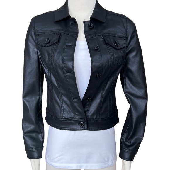 White House Black Market Jackets & Blazers - White House Black Market Black Coated Denim Cropped Jacket Size 2 NWT